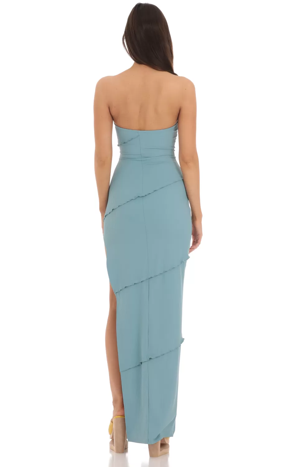 Ruffle Strapless Dress In Blue^LUCY IN THE SKY Cheap