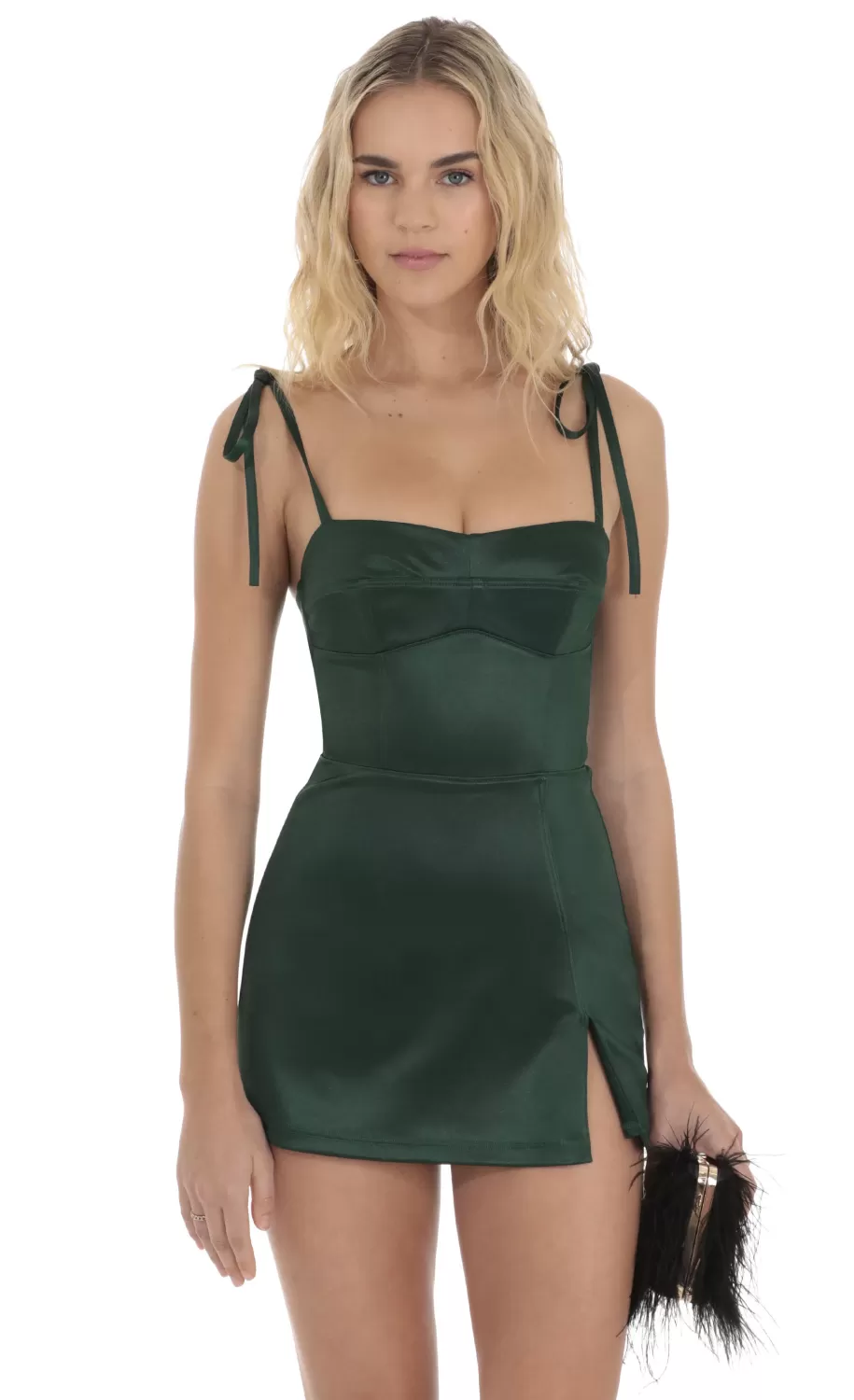 Satin Bodycon Romper In Green^LUCY IN THE SKY Cheap