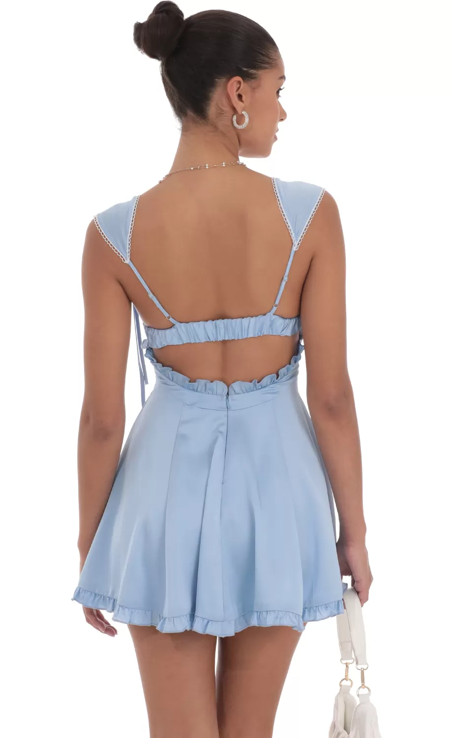 Satin Cap Sleeve Dress In Blue^LUCY IN THE SKY Cheap