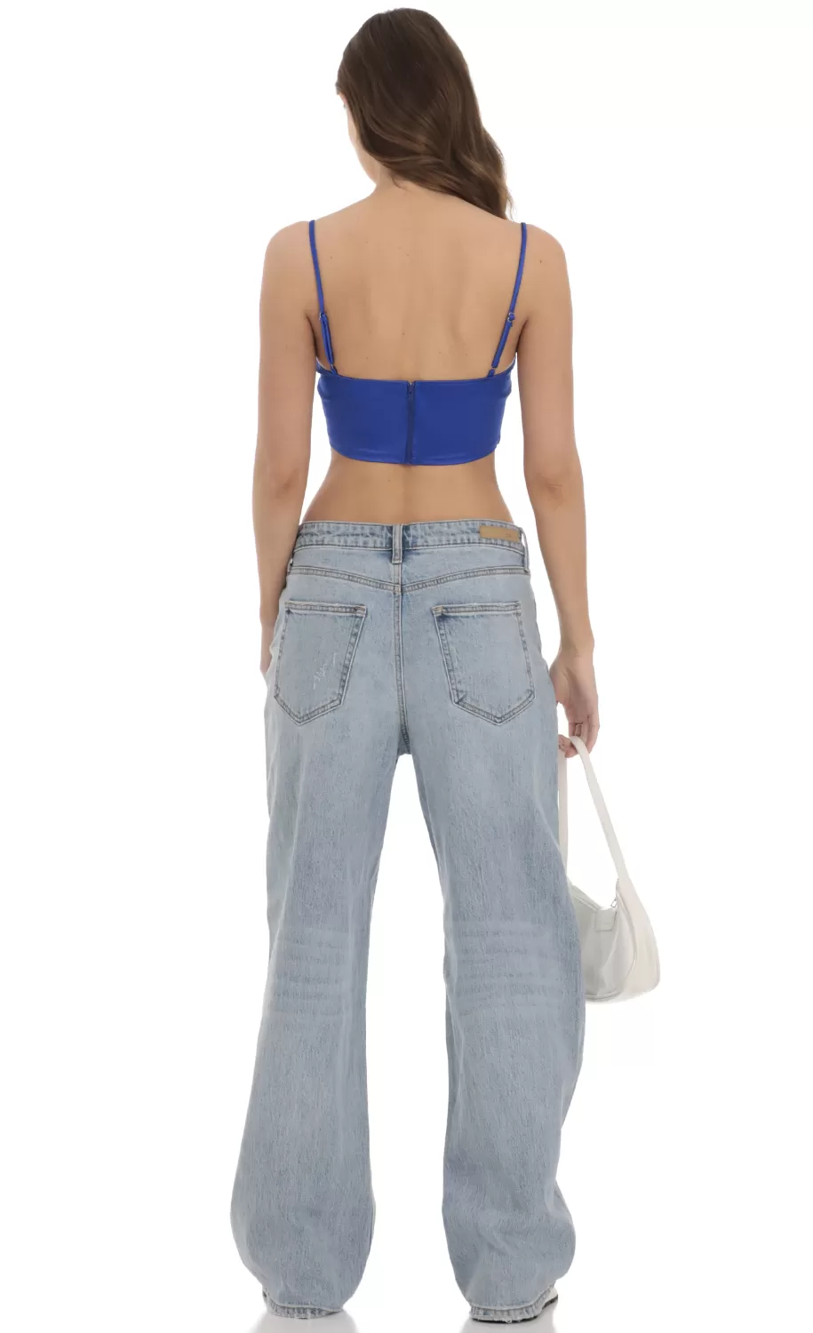 Satin Corset Crop Top In Royal Blue^LUCY IN THE SKY Best