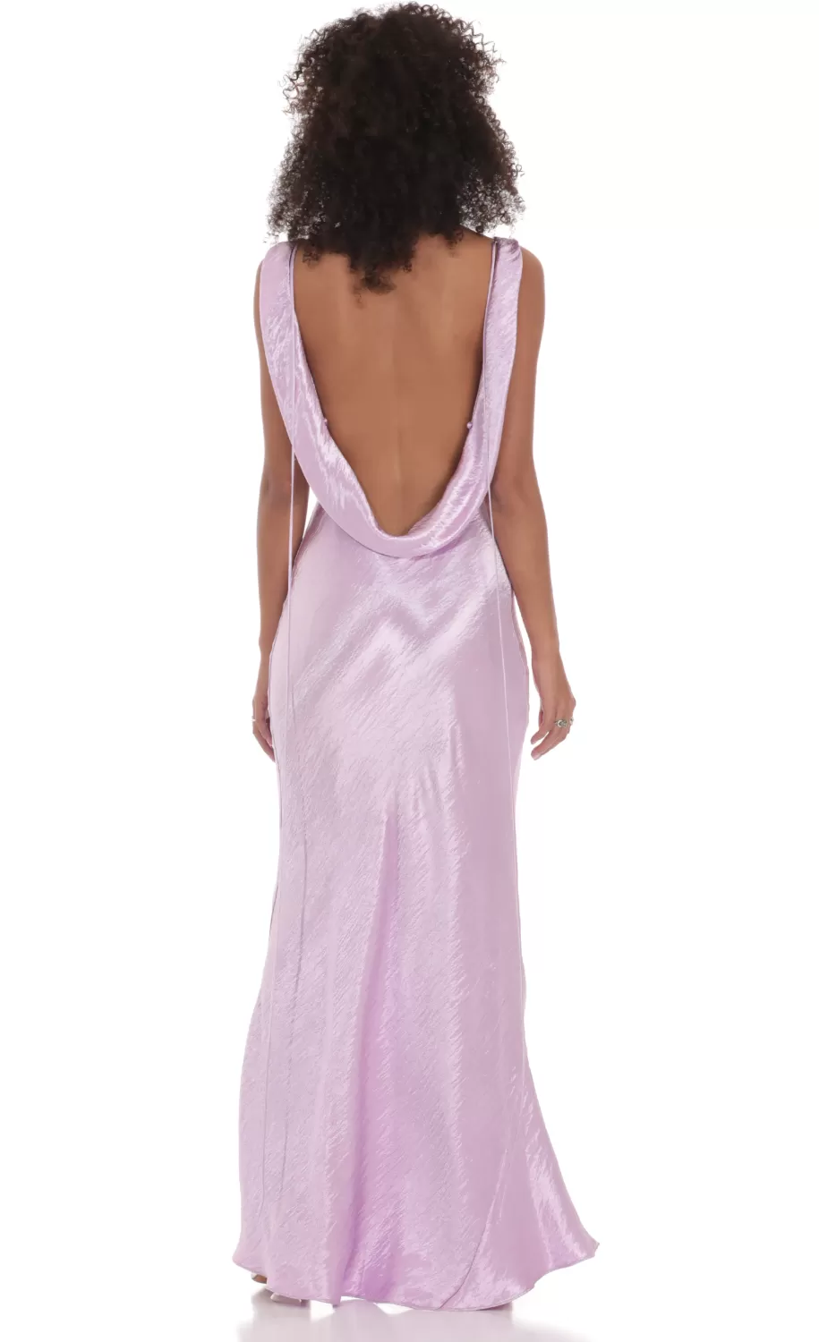 Satin Cowl Neck Maxi Dress In Lavender^LUCY IN THE SKY Online