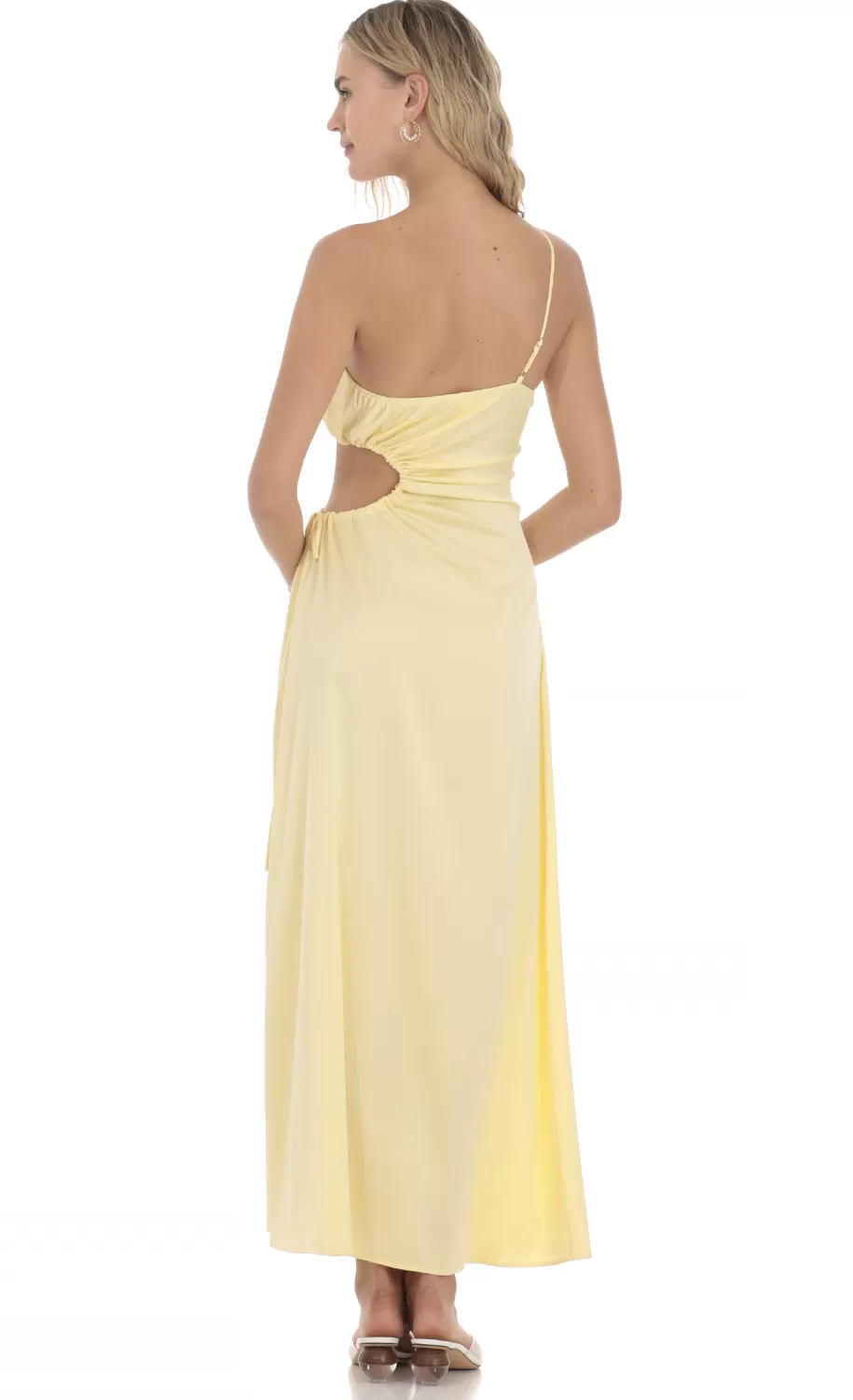 Satin Cutout Maxi Dress In Yellow^LUCY IN THE SKY Hot