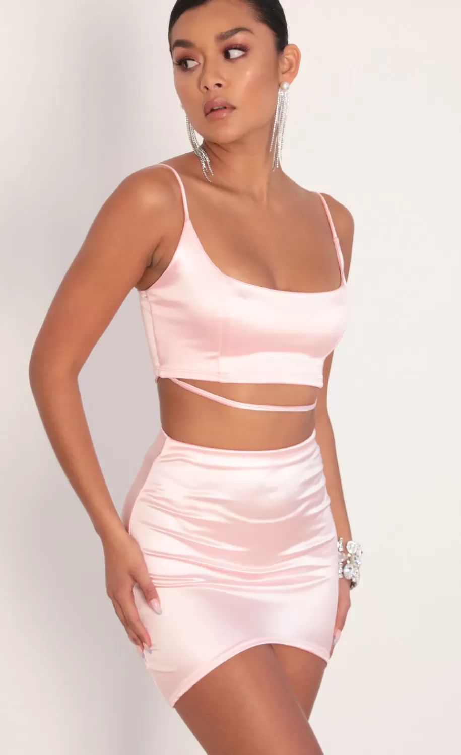 Satin Edge Set In Light Pink^LUCY IN THE SKY Discount