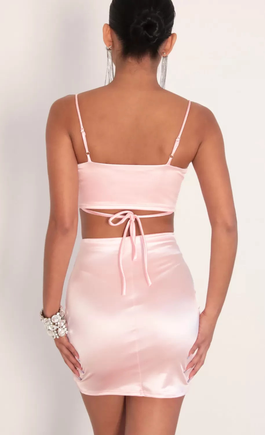 Satin Edge Set In Light Pink^LUCY IN THE SKY Discount