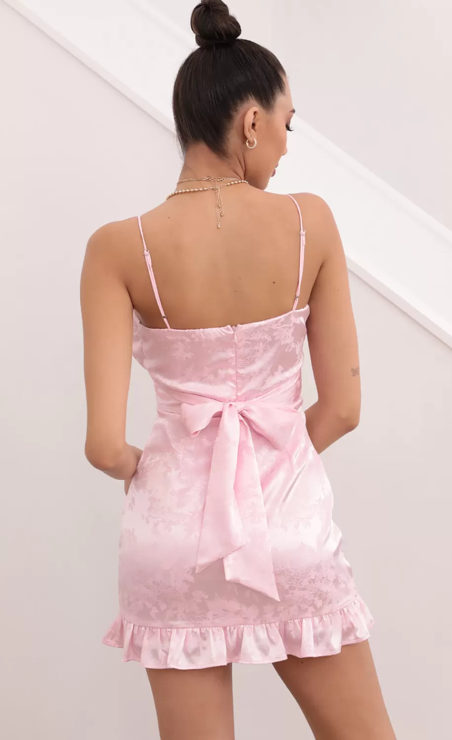 Satin Floral Dress In Pink^LUCY IN THE SKY Store