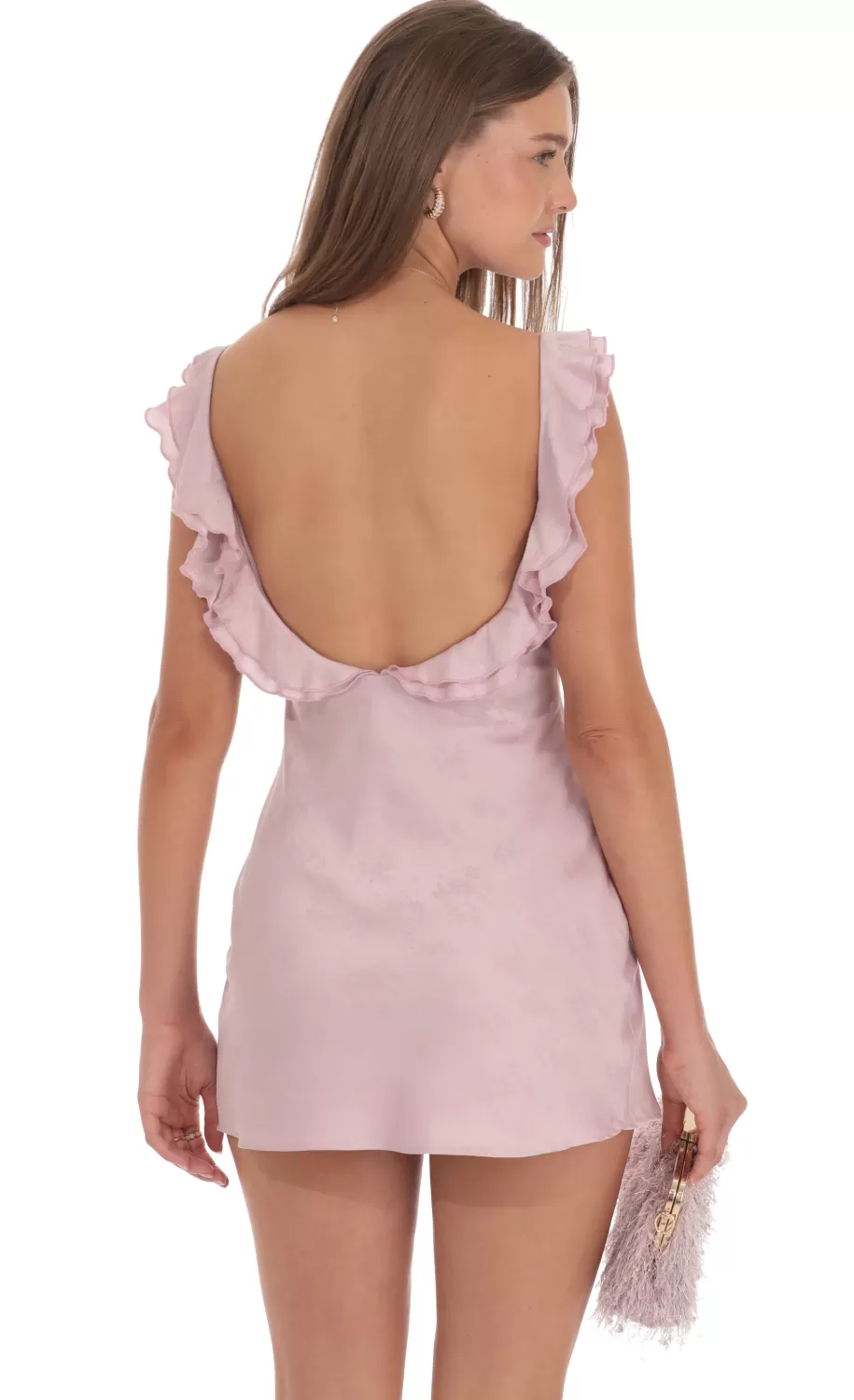 Satin Floral Open Back Slip Dress In Lilac^LUCY IN THE SKY Store