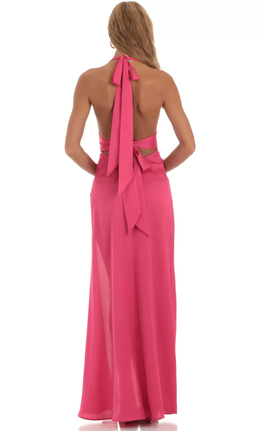 Satin Halter Dress In Pink^LUCY IN THE SKY Cheap