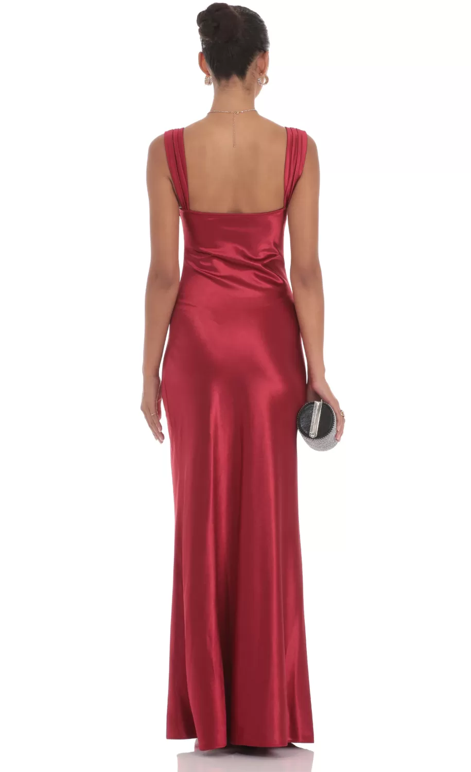 Satin Lace-Bust Dress In Red^LUCY IN THE SKY Clearance