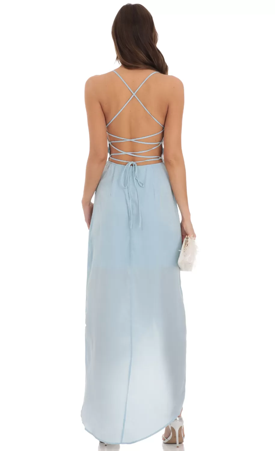 Satin Luxe Maxi In Dusty Blue^LUCY IN THE SKY Best