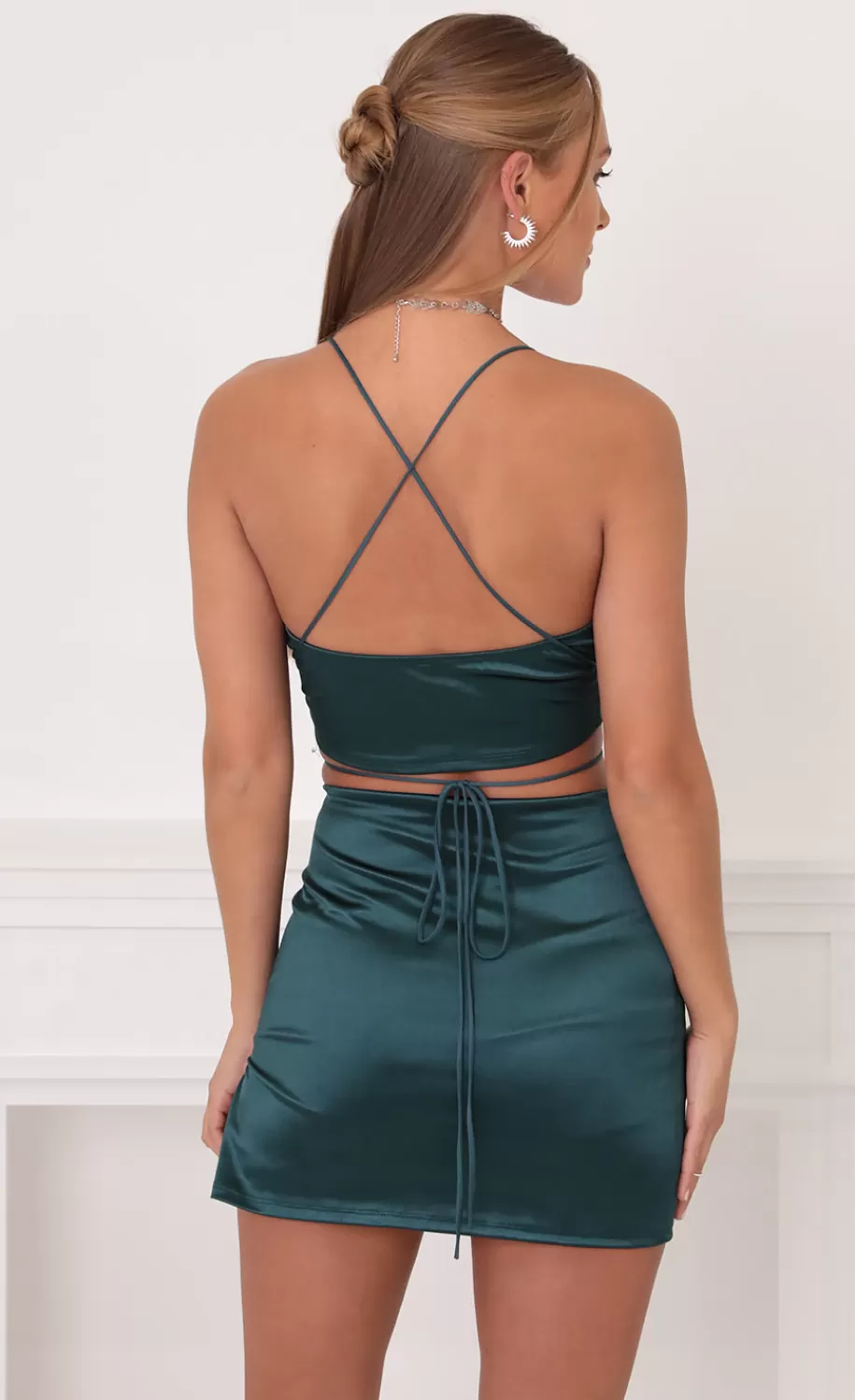 Satin Luxe Set In Emerald Green^LUCY IN THE SKY Discount