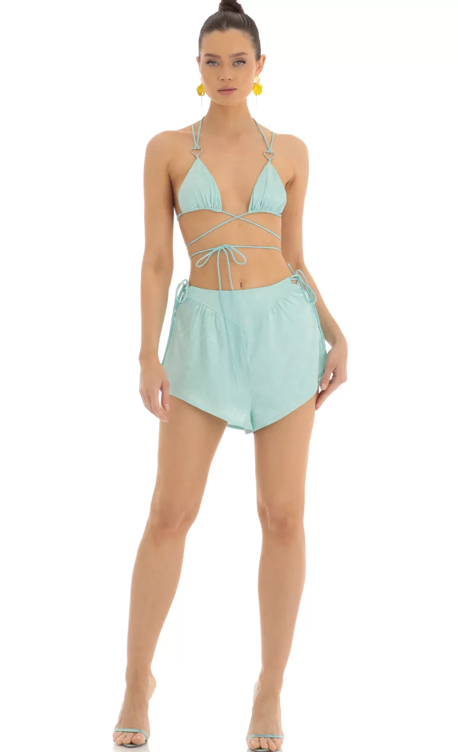 Satin Marble Two Piece Short Set In Blue^LUCY IN THE SKY Hot