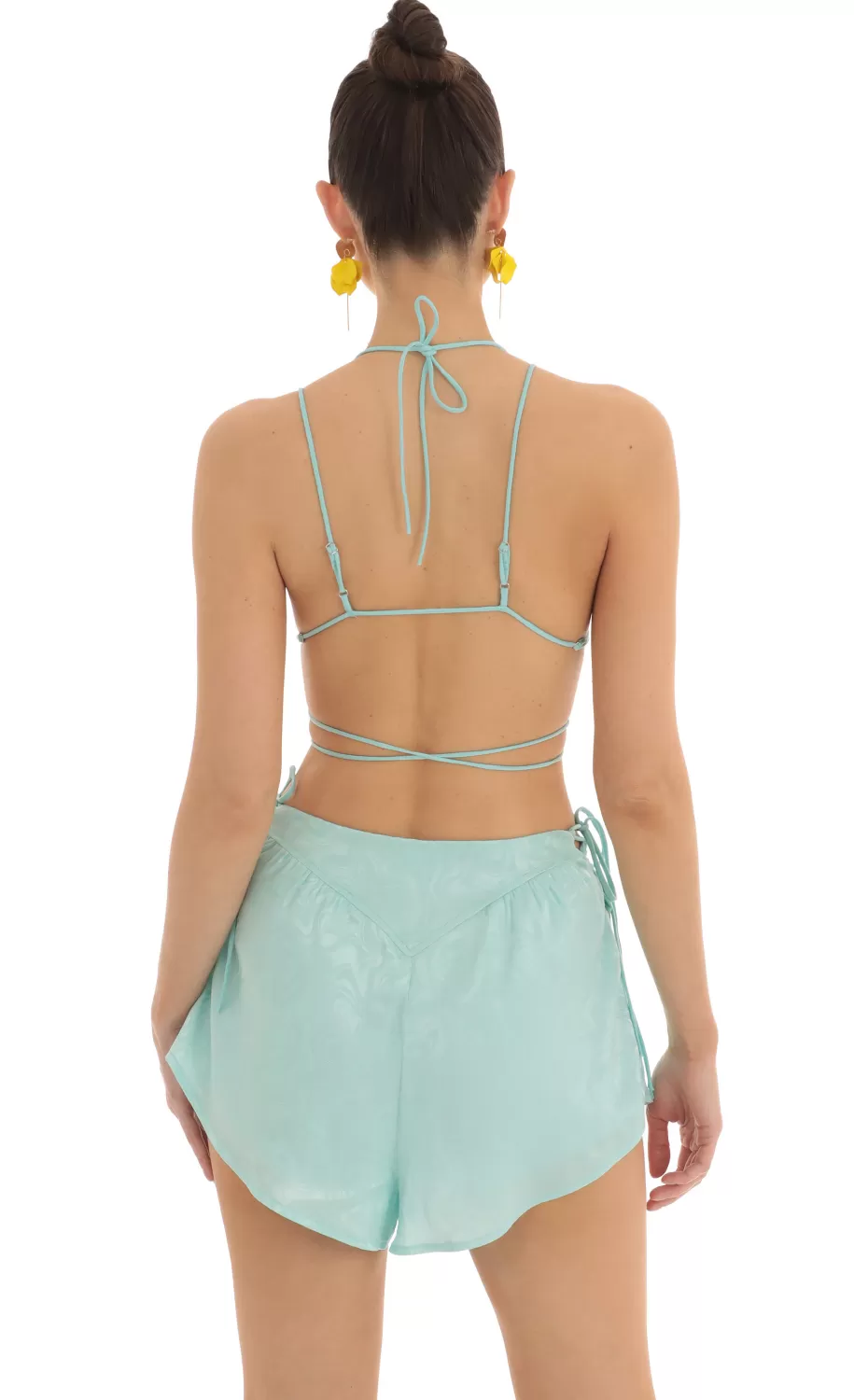 Satin Marble Two Piece Short Set In Blue^LUCY IN THE SKY Hot