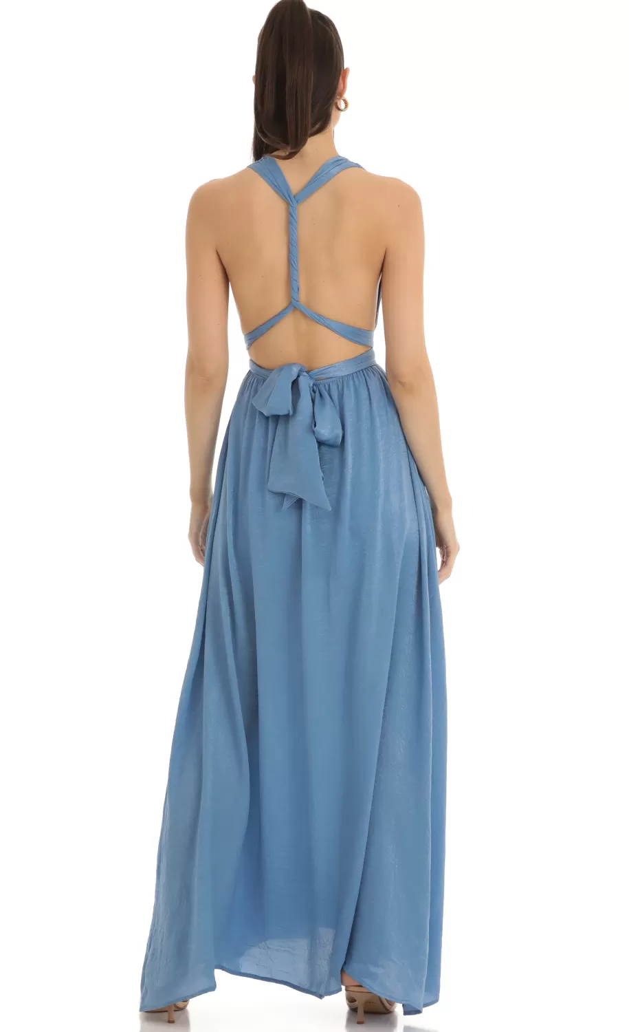 Satin Maxi Dress In Blue^LUCY IN THE SKY Cheap