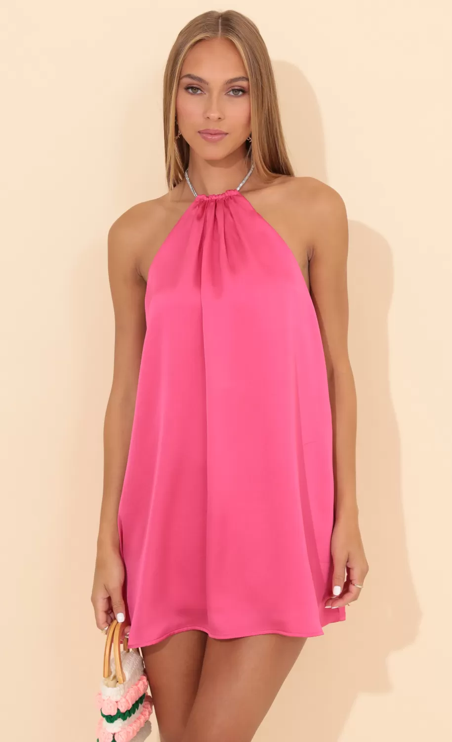 Satin Open Back Dress In Pink^LUCY IN THE SKY Online