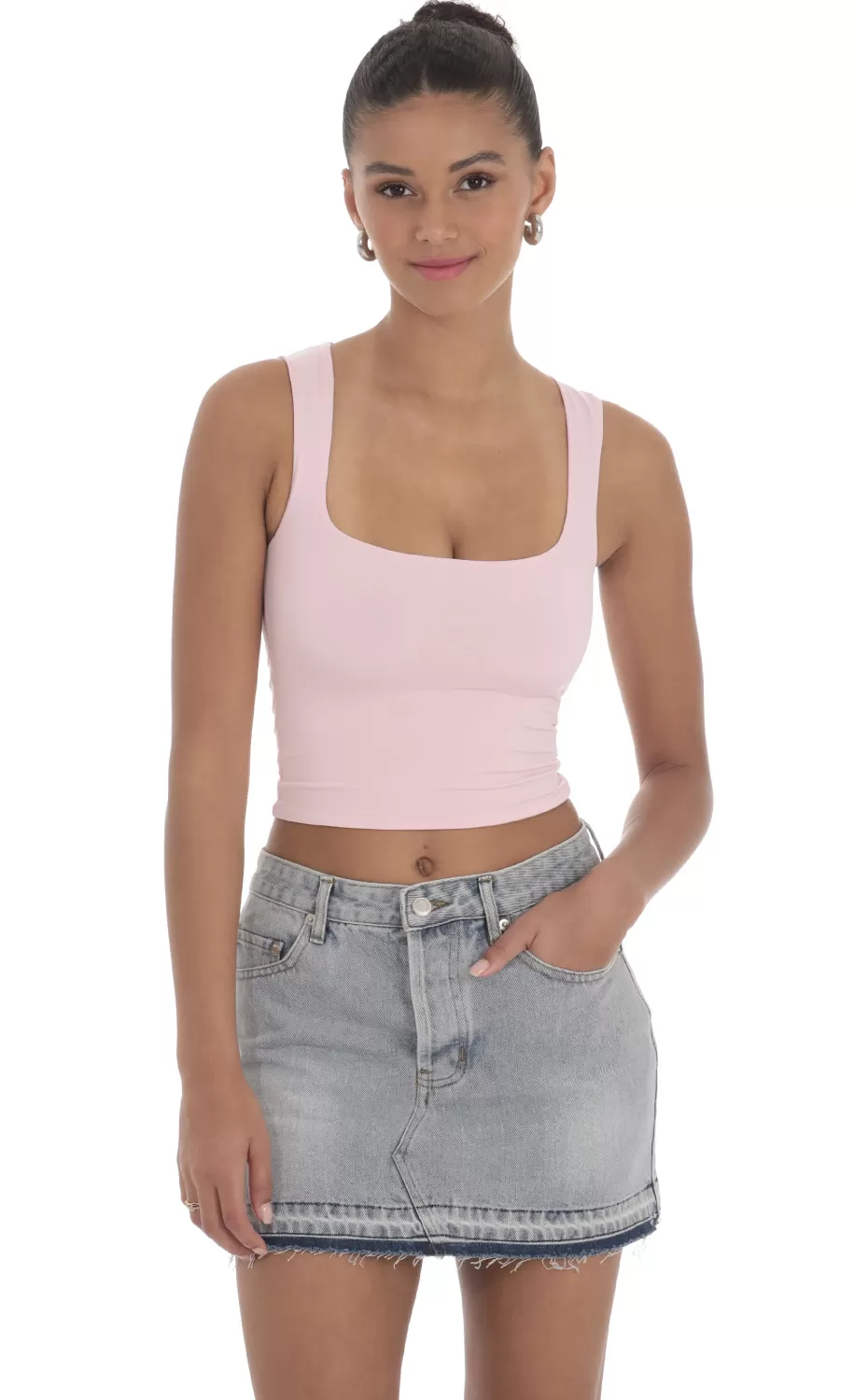 Scoop Neck Tank Top In Pink^LUCY IN THE SKY New