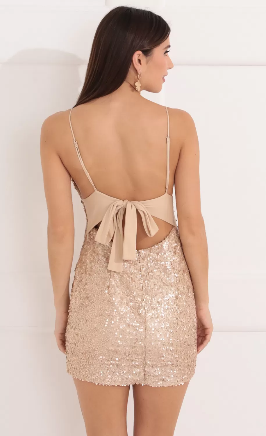 Sequin Bodycon Dress In Champagne^LUCY IN THE SKY Store