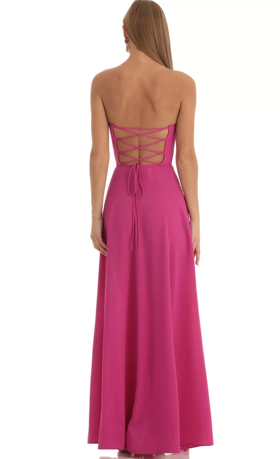 Sequin Bust Crepe Maxi Dress In Hot Pink^LUCY IN THE SKY Best