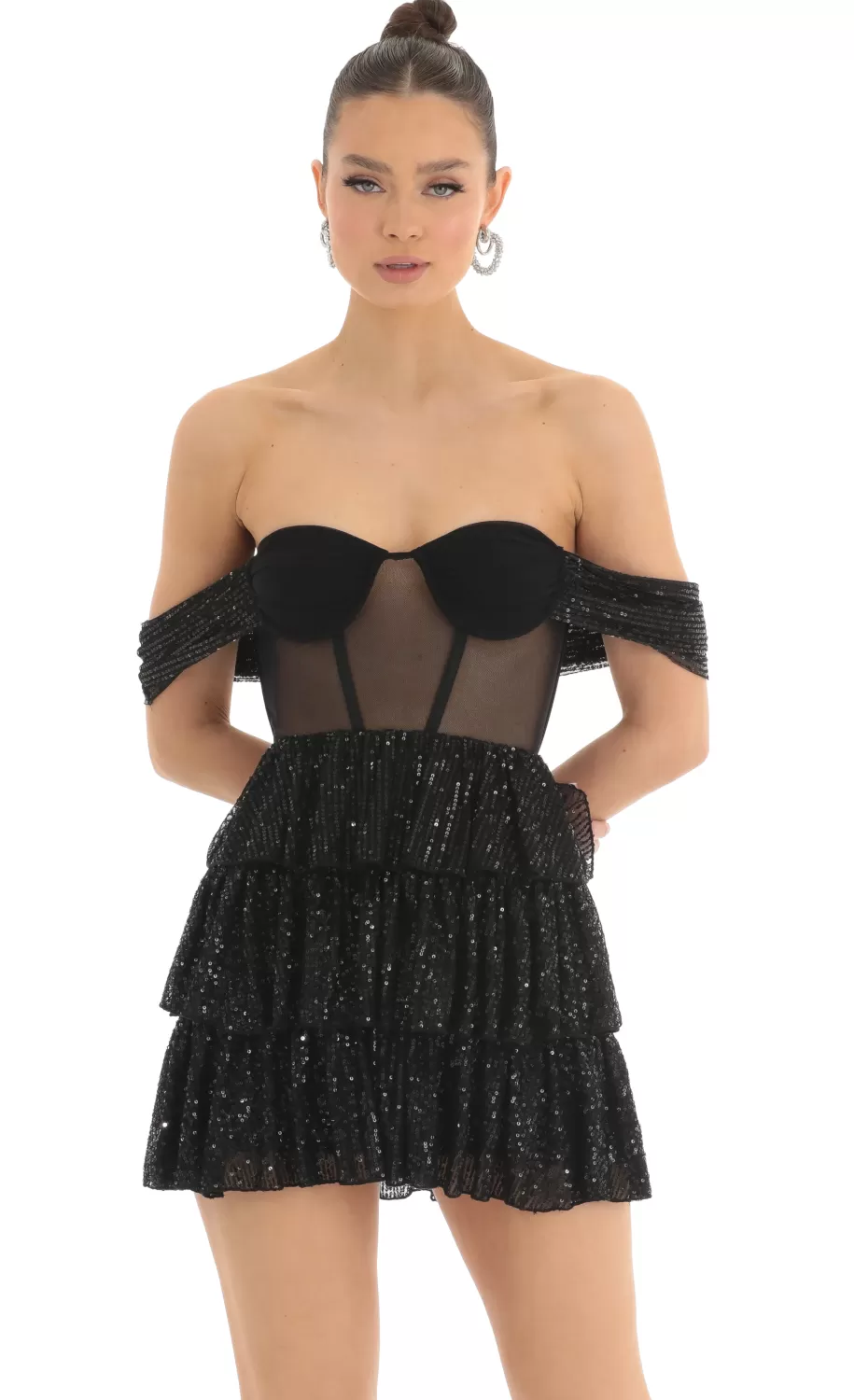 Sequin Corset Dress In Black^LUCY IN THE SKY Best Sale