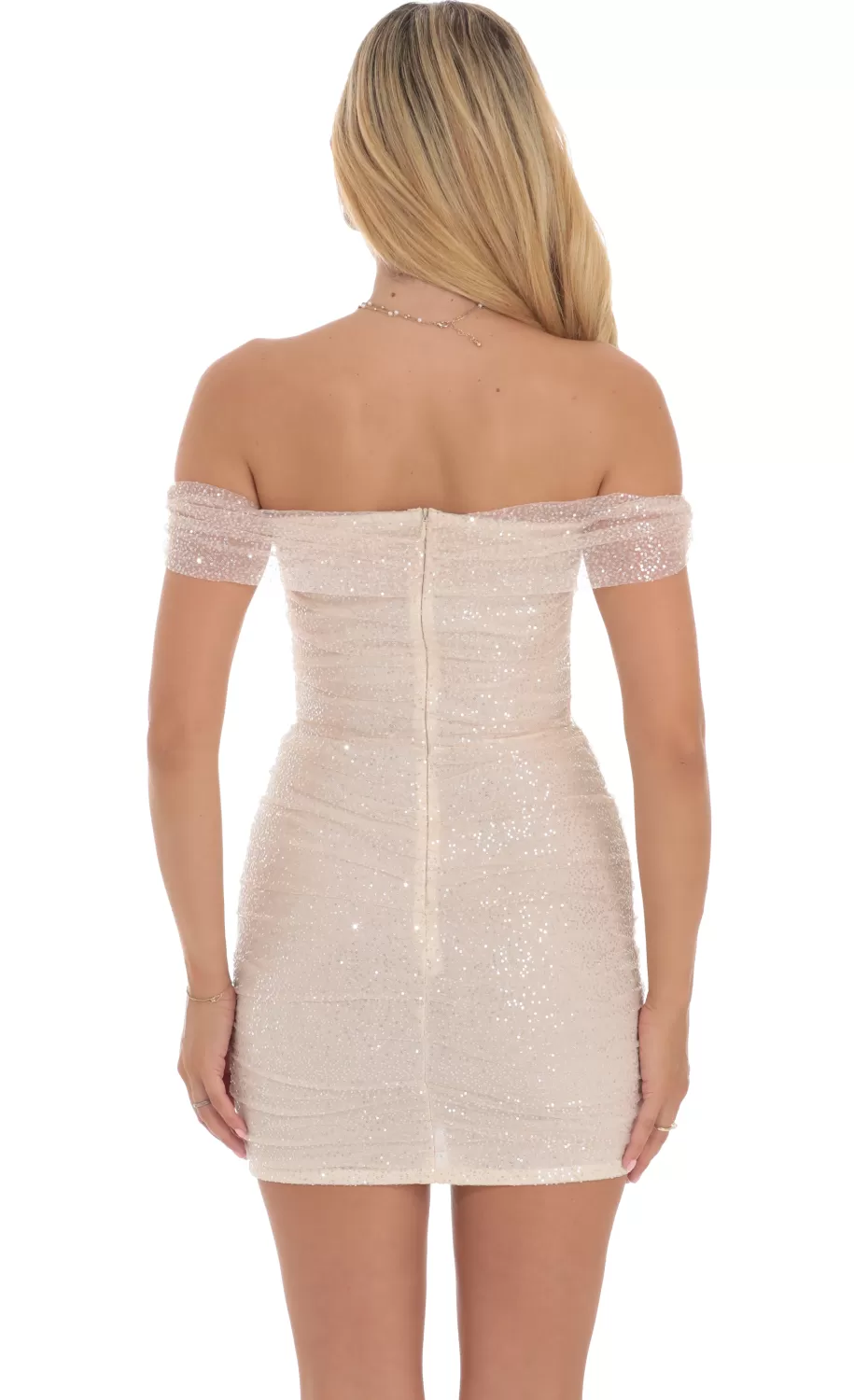 Sequin Corset Dress In Cream^LUCY IN THE SKY Shop