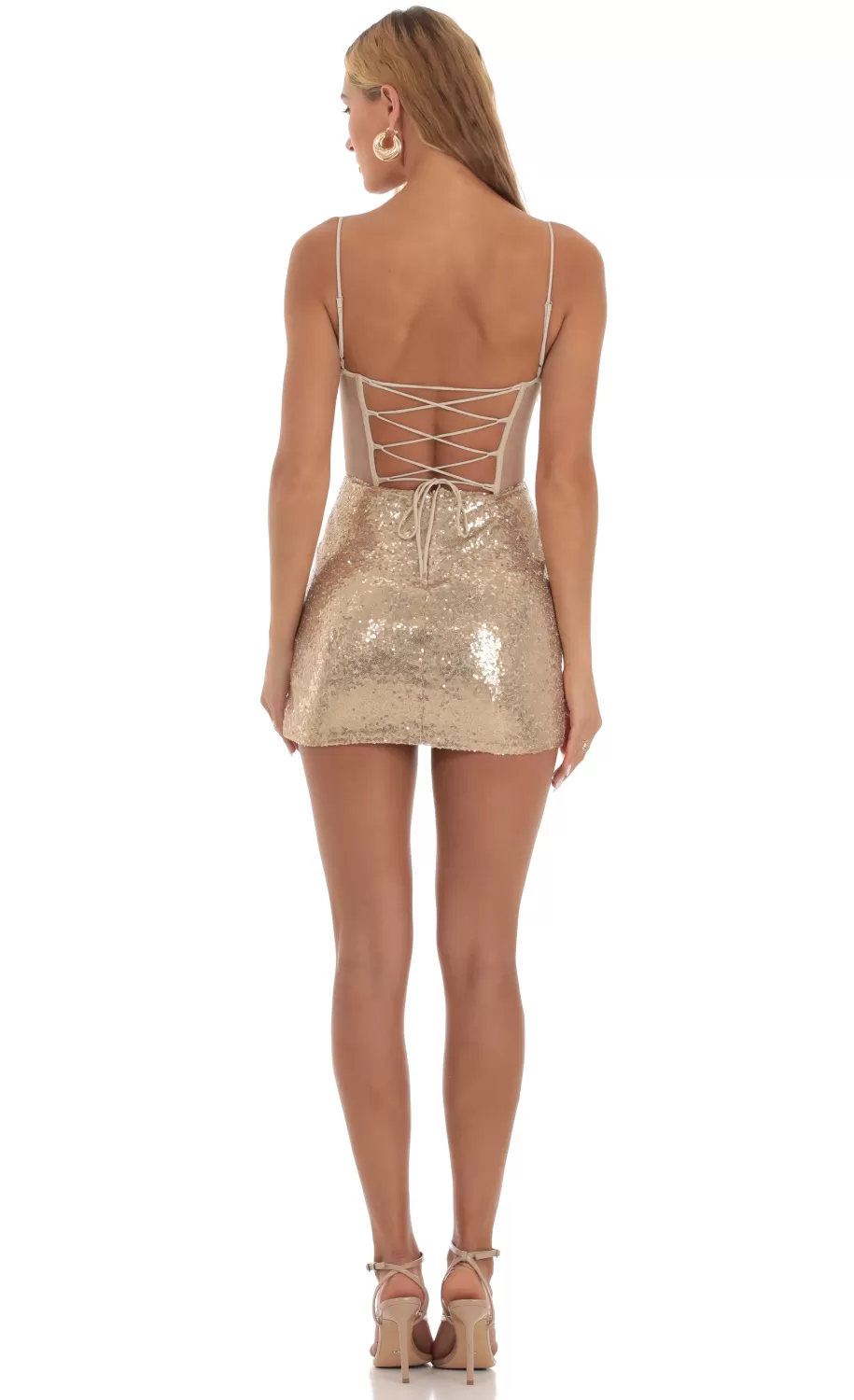 Sequin Corset Dress In Gold^LUCY IN THE SKY Flash Sale