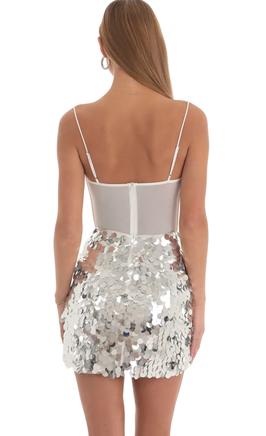 Sequin Corset Dress In White^LUCY IN THE SKY Sale