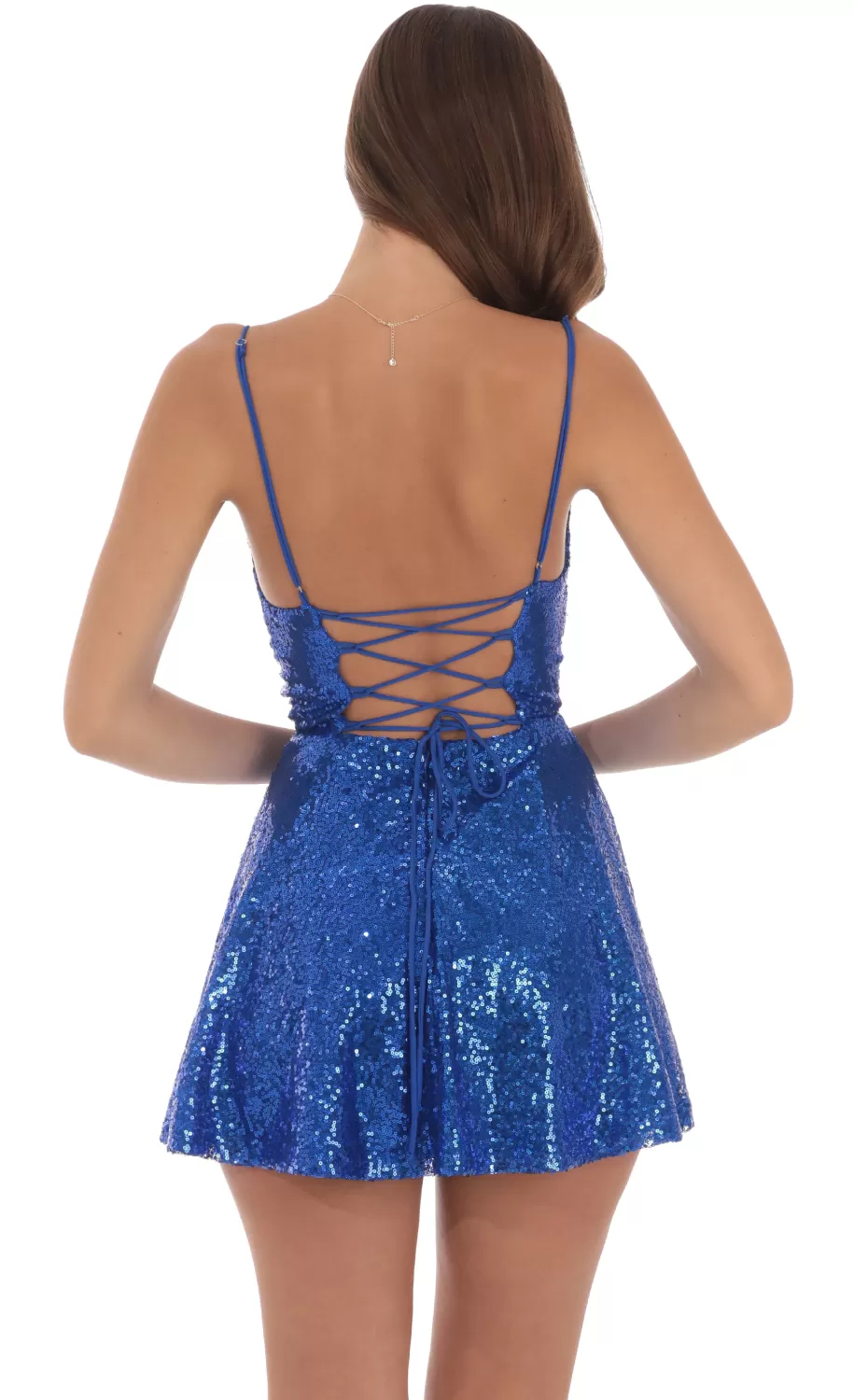 Sequin Cowl Neck Dress In Blue^LUCY IN THE SKY Best