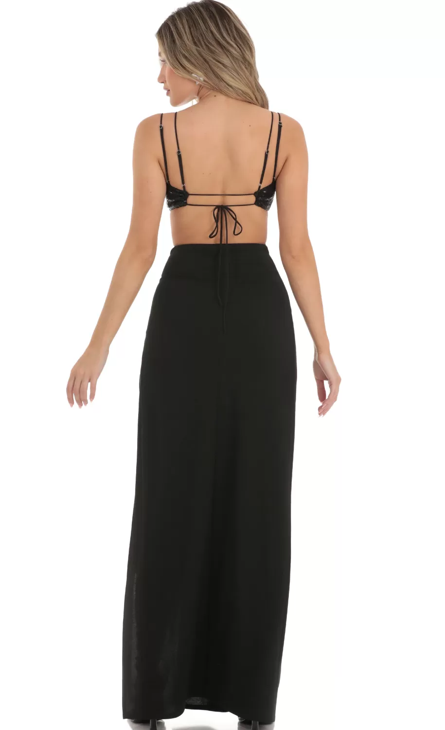 Sequin Cut-out Maxi Dress In Black^LUCY IN THE SKY Hot