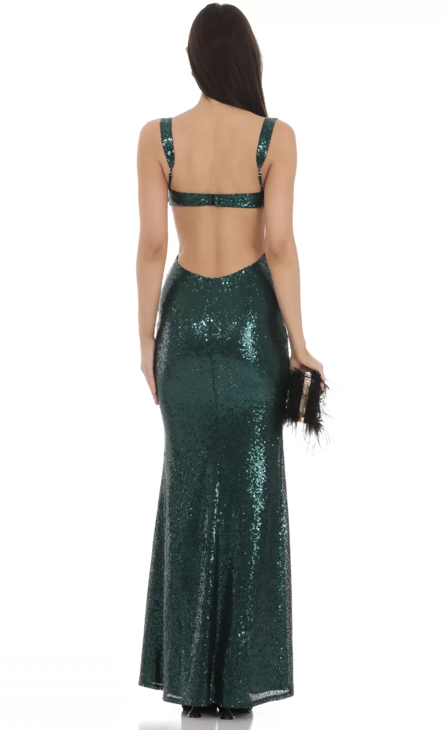 Sequin Cutout Maxi Dress In Green^LUCY IN THE SKY Fashion