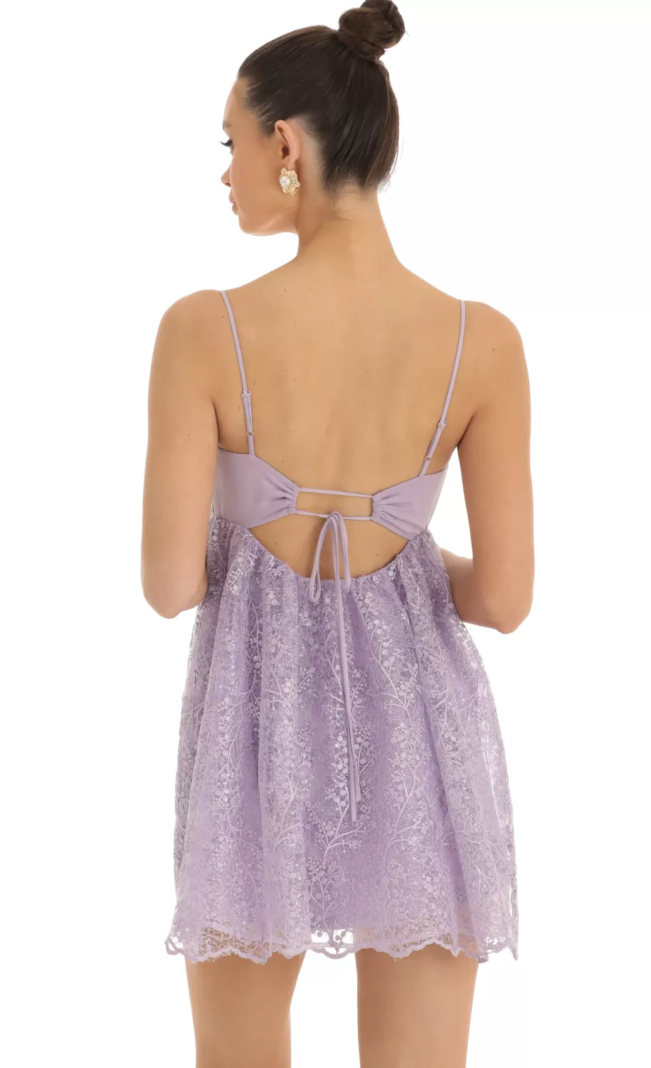 Sequin Embroidered Baby Doll Dress In Purple^LUCY IN THE SKY Discount