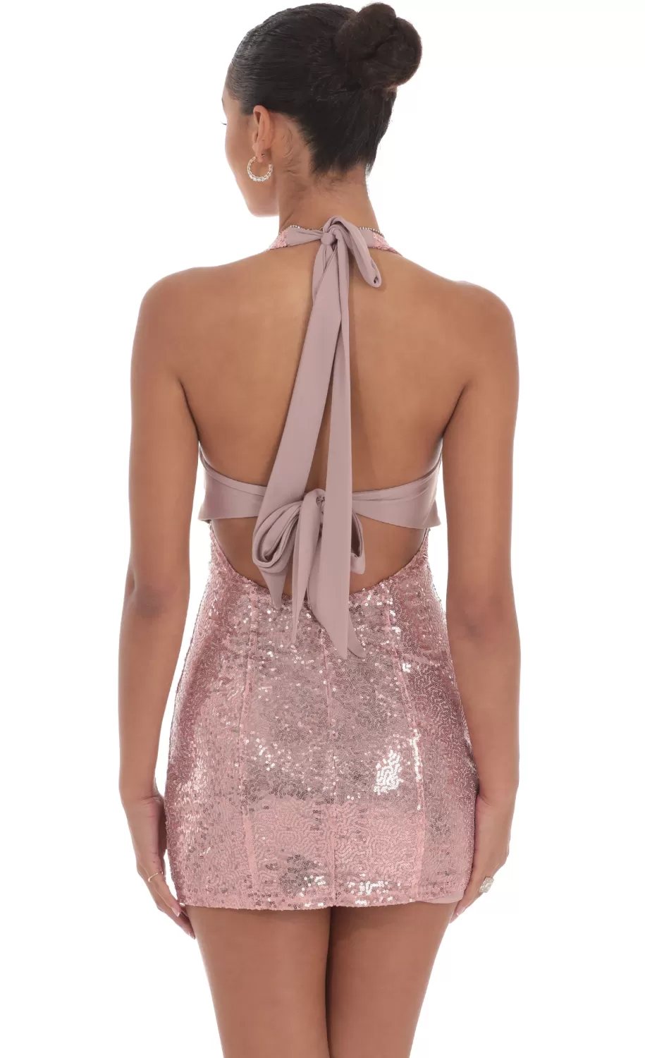 Sequin Halter Bodycon Dress In Rose Gold^LUCY IN THE SKY Cheap