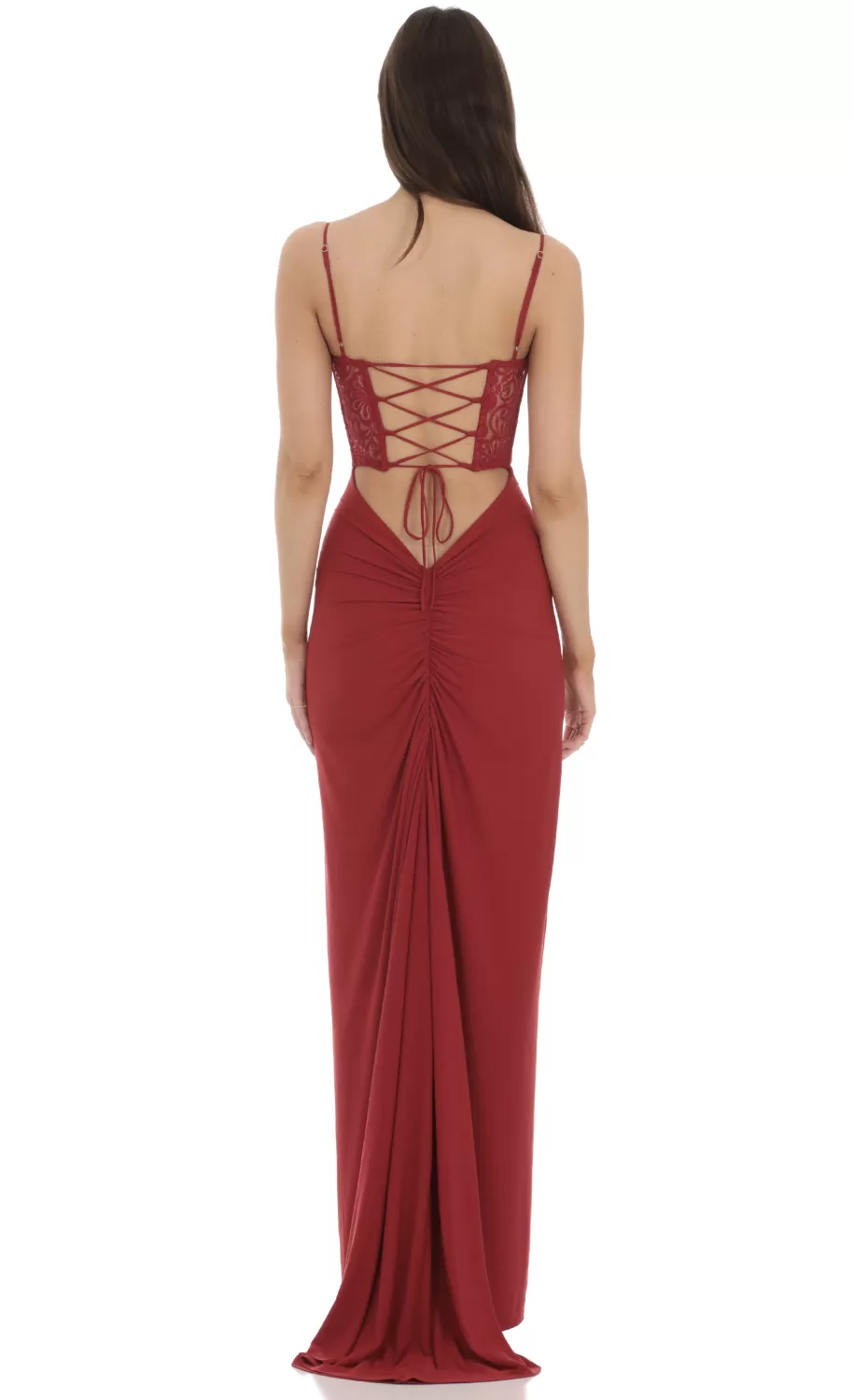 Sequin Lace Cutout Maxi Dress In Red^LUCY IN THE SKY Hot