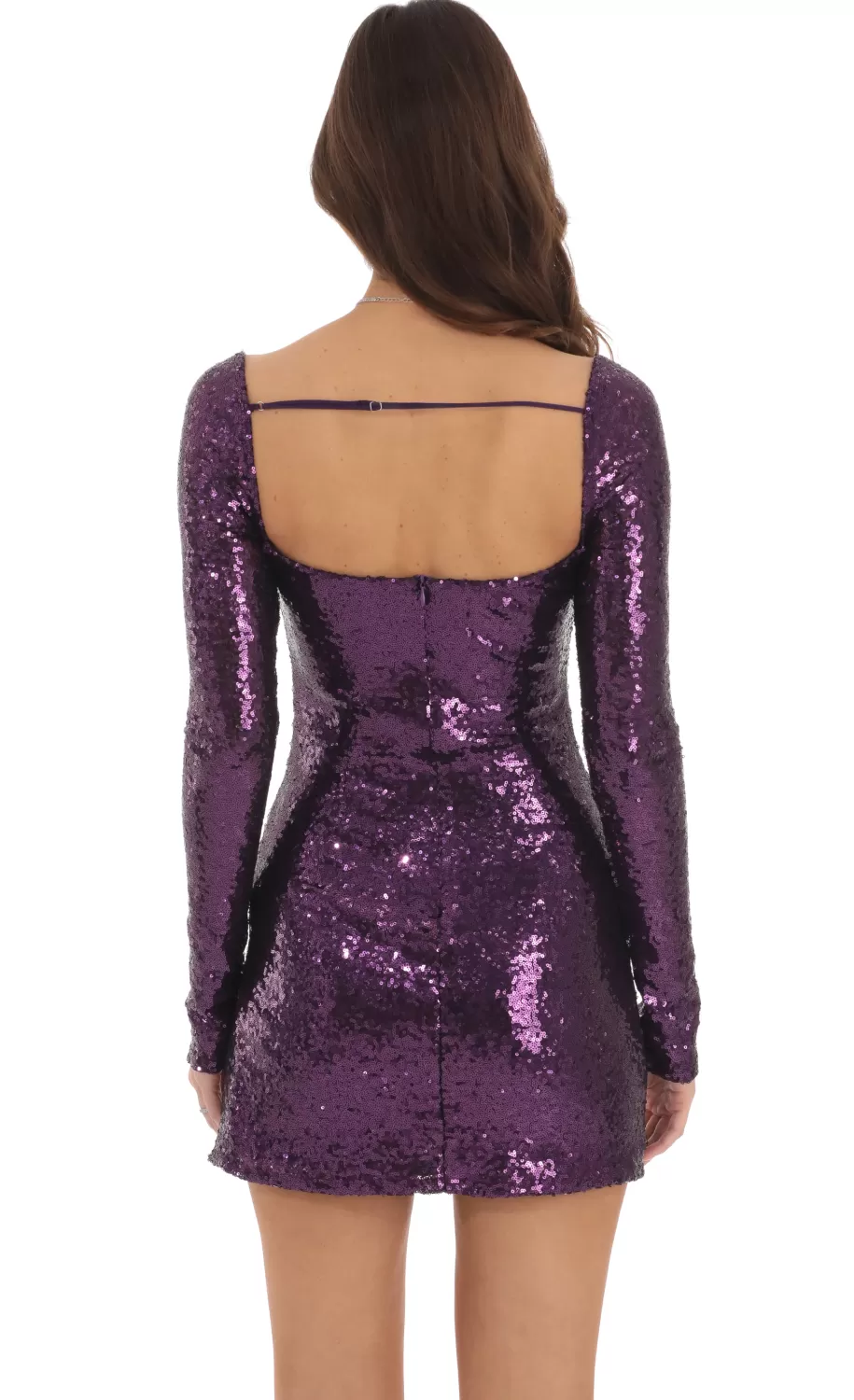 Sequin Long Sleeve Bodycon Dress In Purple^LUCY IN THE SKY Best Sale