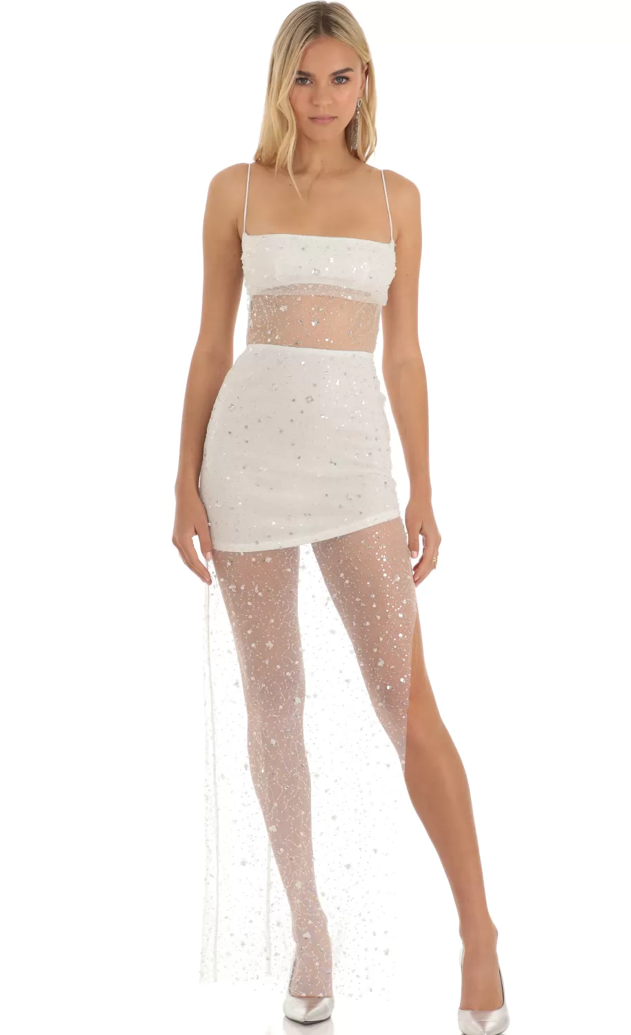 Sequin Maxi Dress In White^LUCY IN THE SKY Cheap