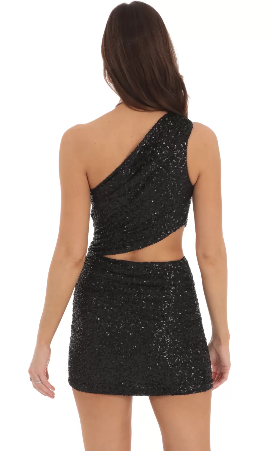 Sequin One Shoulder Cutout Dress In Black^LUCY IN THE SKY Cheap