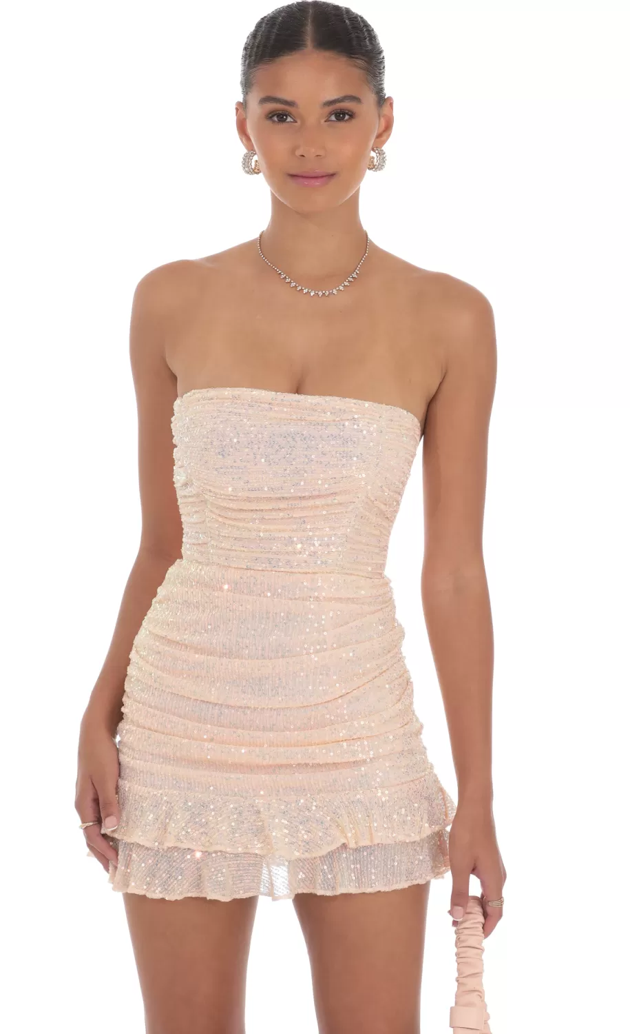 Sequin Ruched Bodycon Dress In Pink^LUCY IN THE SKY Outlet