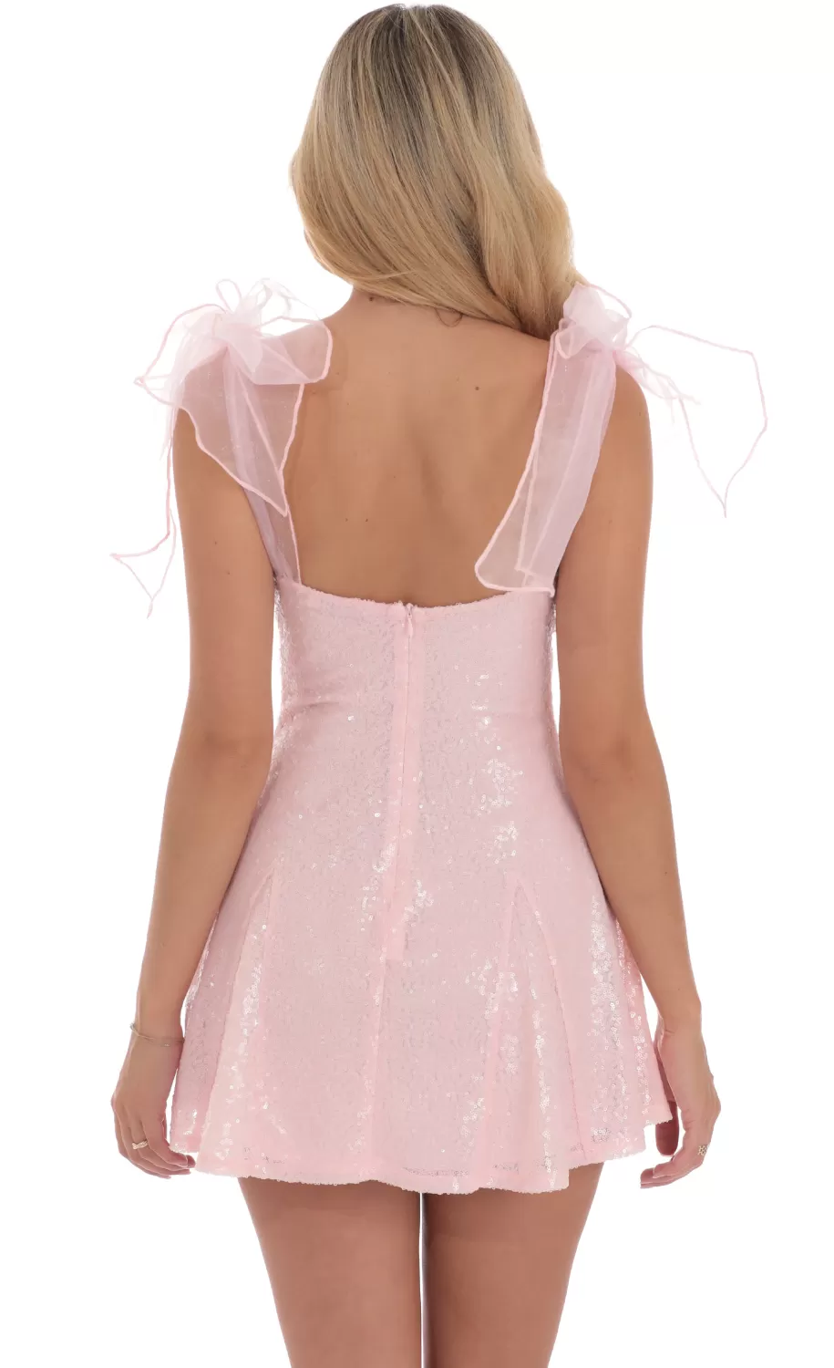 Sequin Shoulder Ties Dress In Pink^LUCY IN THE SKY Best