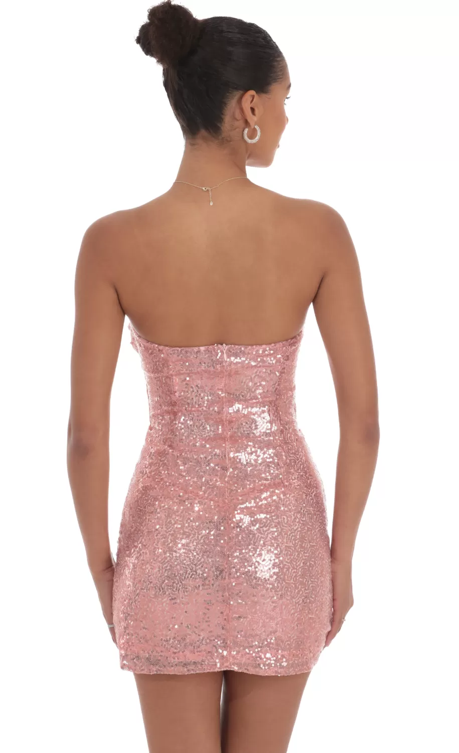 Sequin Strapless Cutout Dress In Rose^LUCY IN THE SKY Clearance