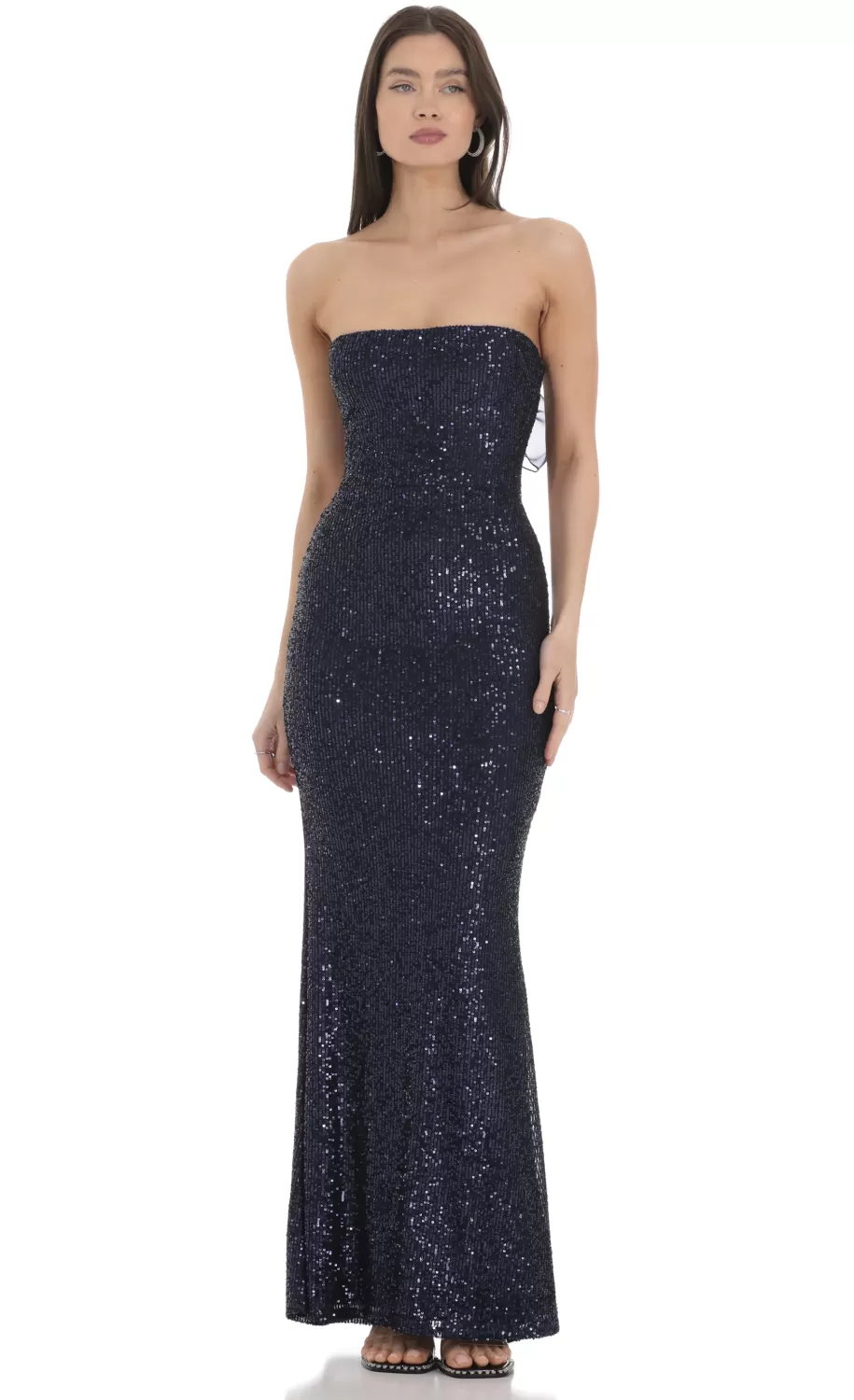 Sequin Strapless Maxi Dress In Navy^LUCY IN THE SKY Flash Sale