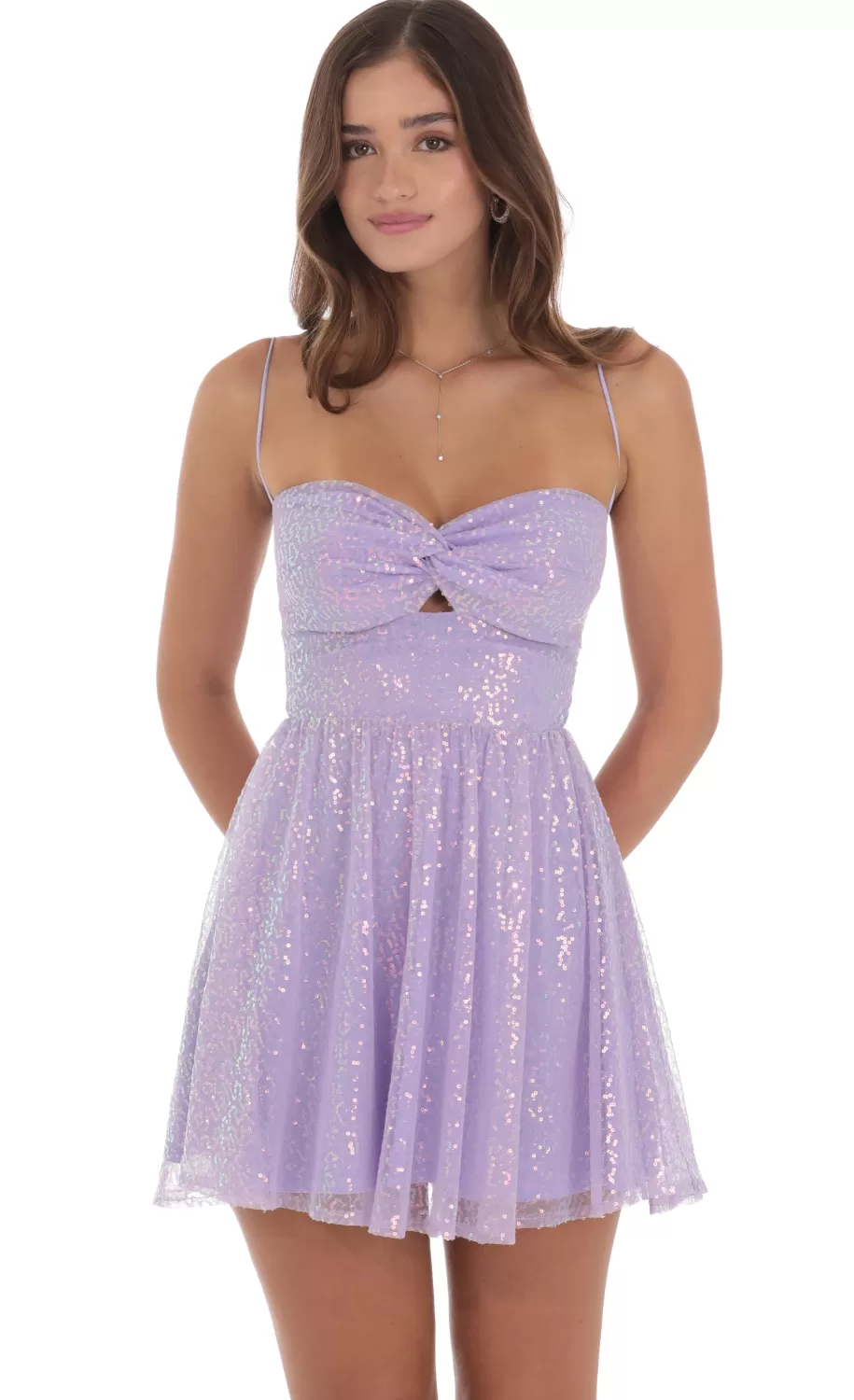 Sequin Twist A-line Dress In Lavender^LUCY IN THE SKY Cheap