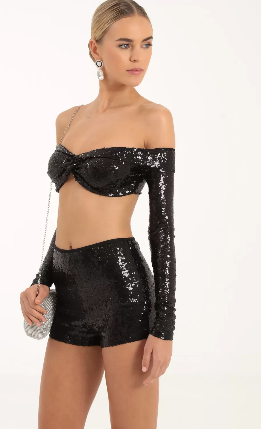 Sequin Two Piece Set In Black^LUCY IN THE SKY Fashion