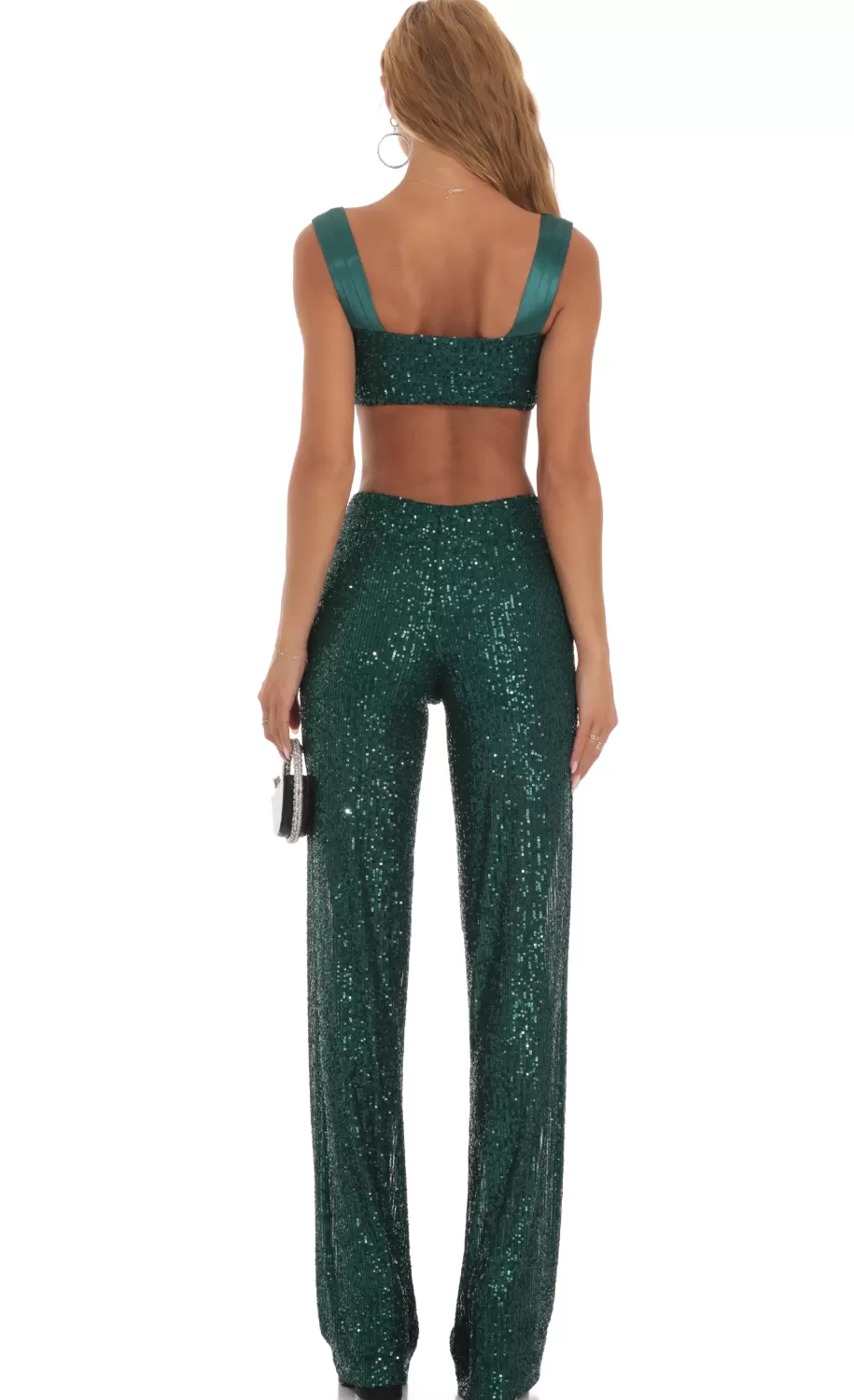 Sequin Two Piece Set In Green^LUCY IN THE SKY Cheap