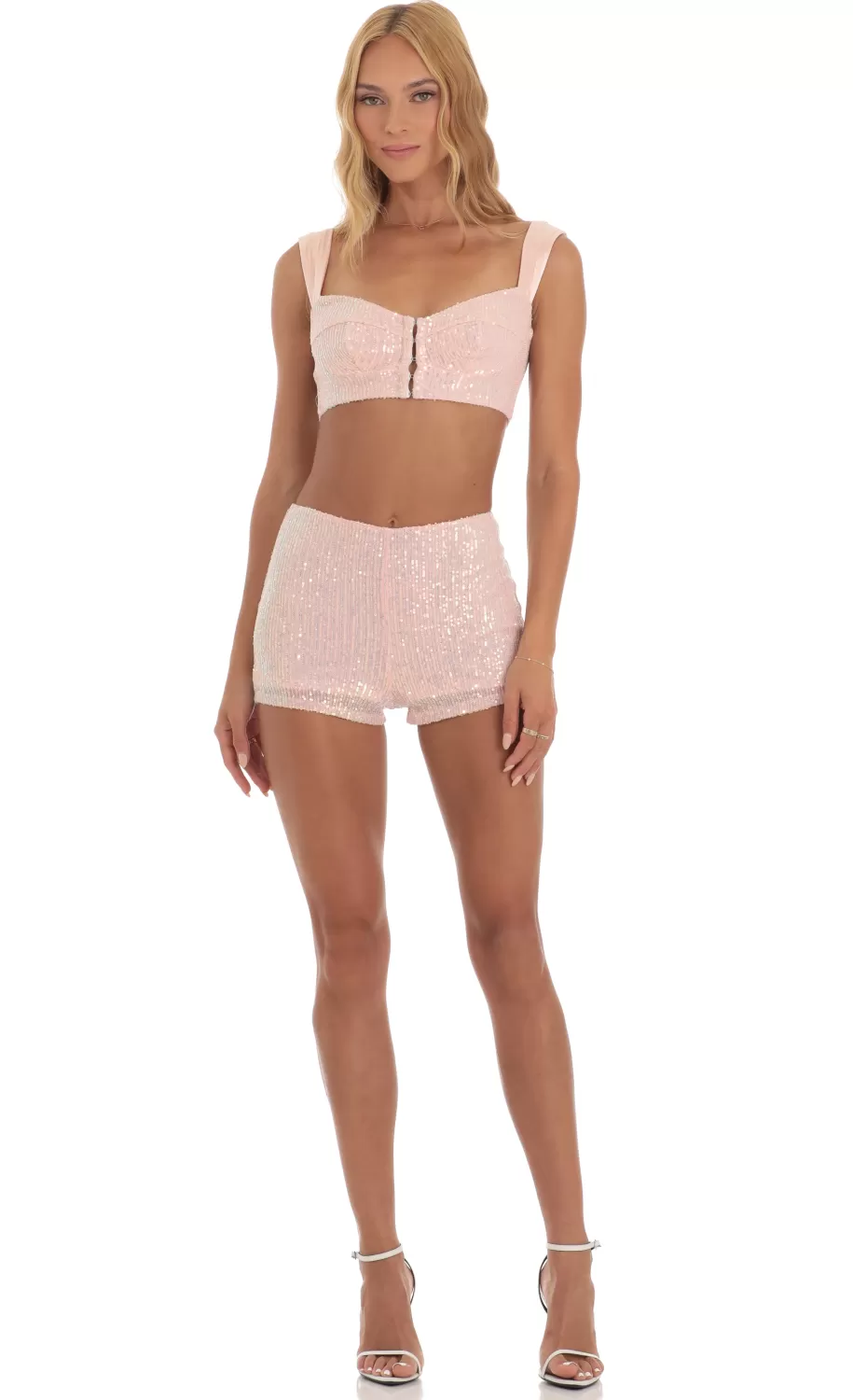 Sequin Two Piece Set In Pink^LUCY IN THE SKY Sale