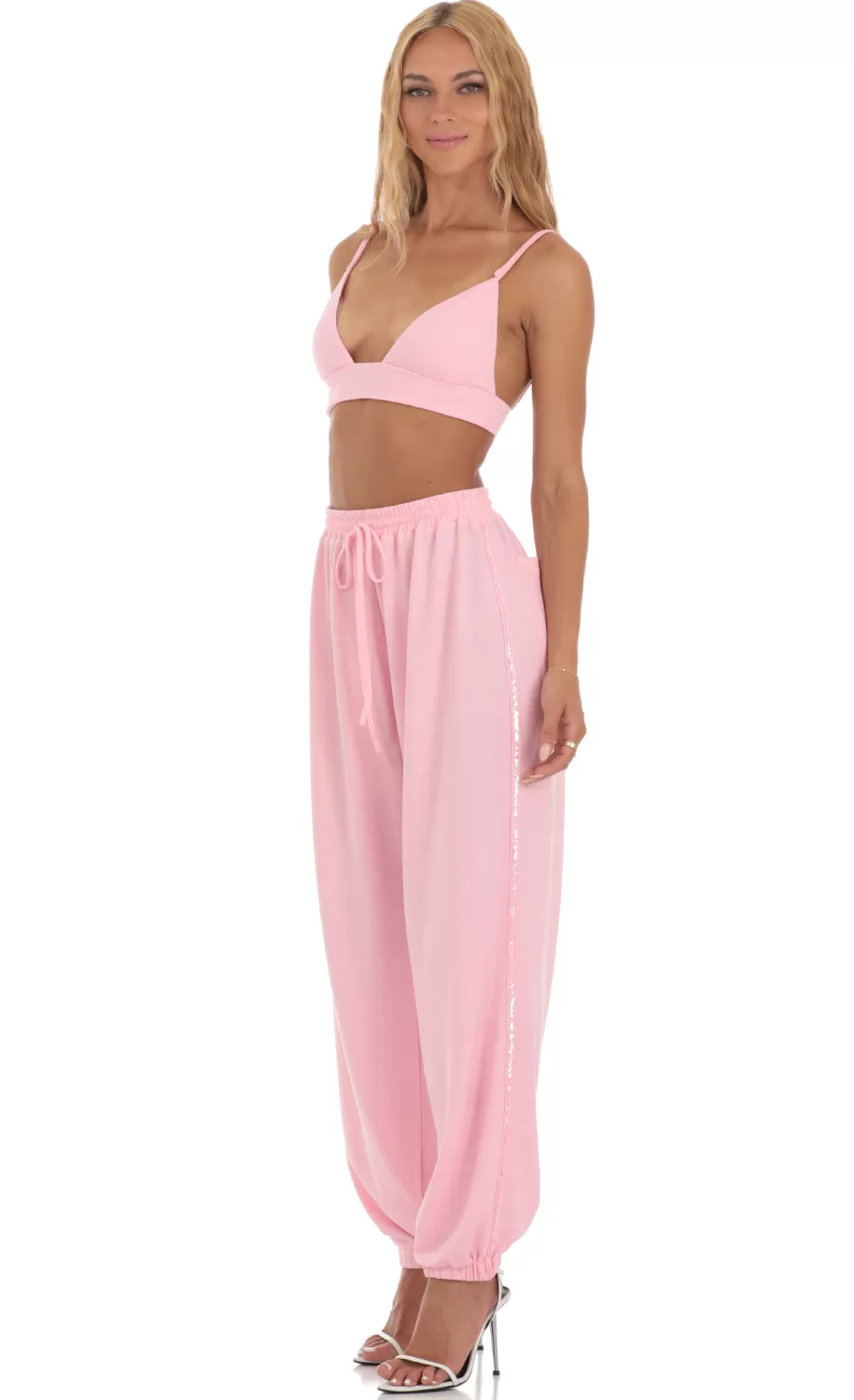 Sequin Two Piece Set In Pink^LUCY IN THE SKY Hot