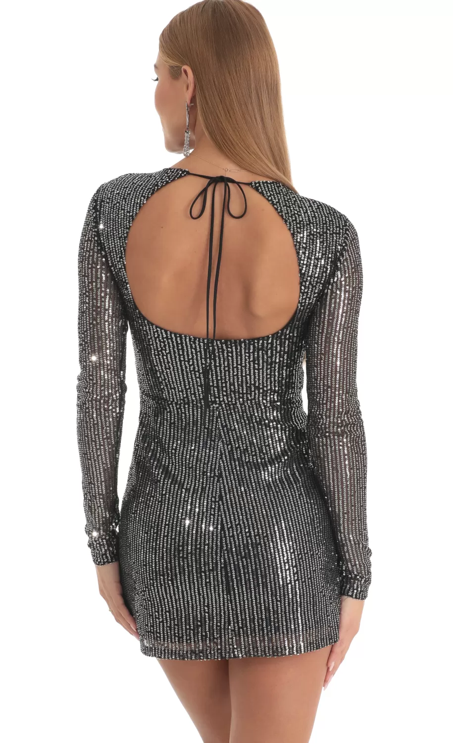 Sequins Crepe Corset Dress In Silver^LUCY IN THE SKY Cheap