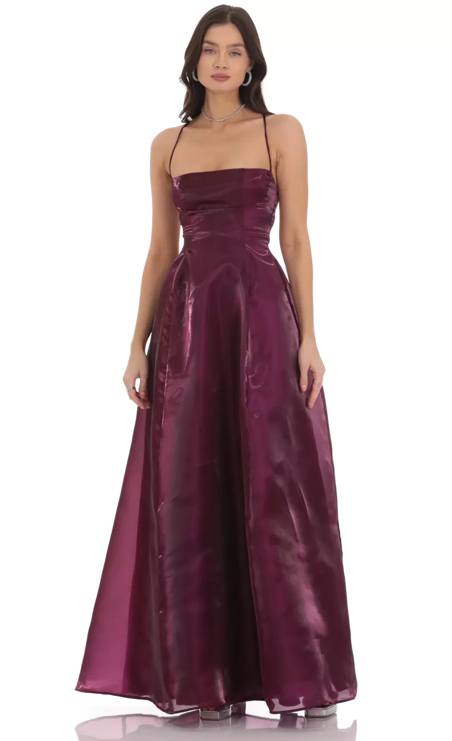 Sheen Fit And Flare Maxi Dress In Purple^LUCY IN THE SKY Cheap