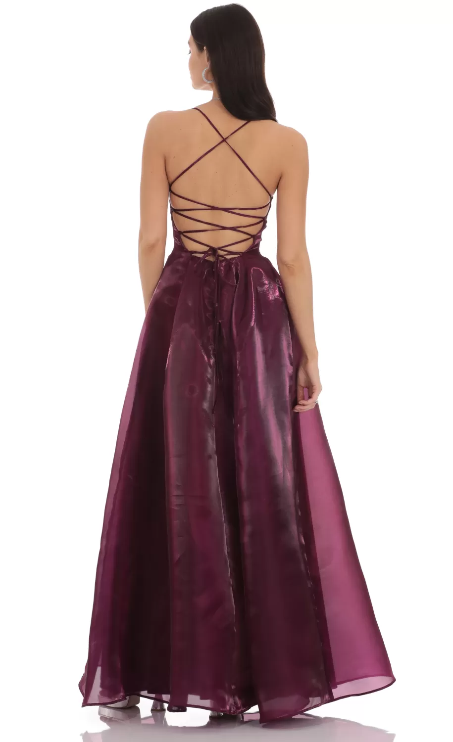 Sheen Fit And Flare Maxi Dress In Purple^LUCY IN THE SKY Cheap