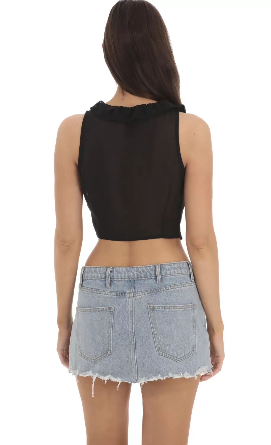 Sheer Chiffon Top In Black^LUCY IN THE SKY Outlet