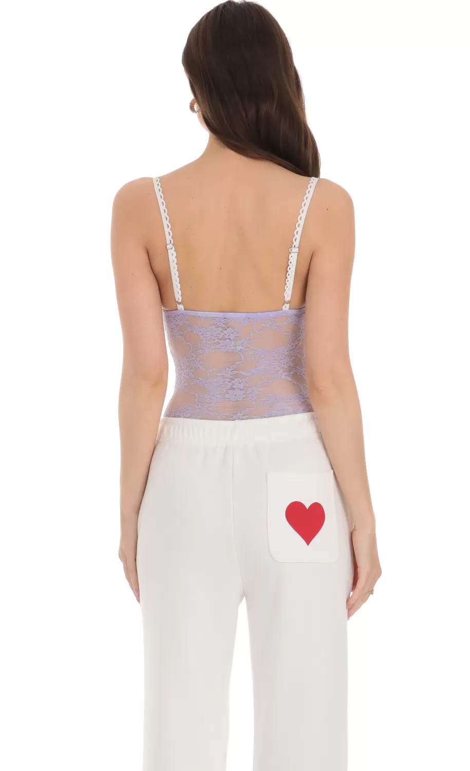 Sheer Lace Bodysuit In Lavender^LUCY IN THE SKY Shop