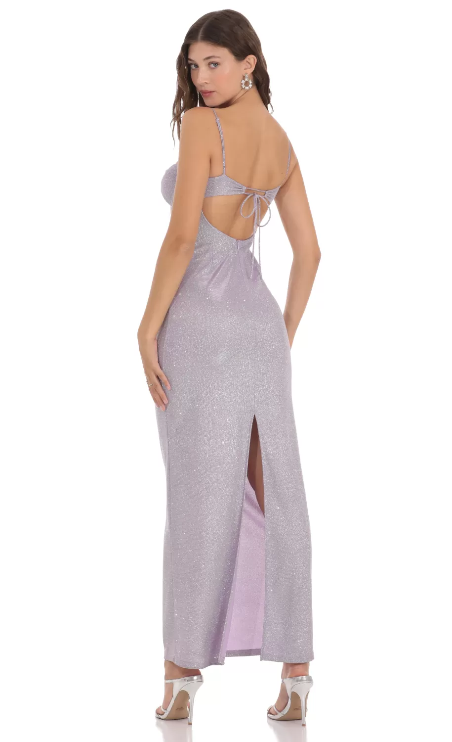 Shimmer Back Slit Bodycon Dress In Lavender^LUCY IN THE SKY Cheap