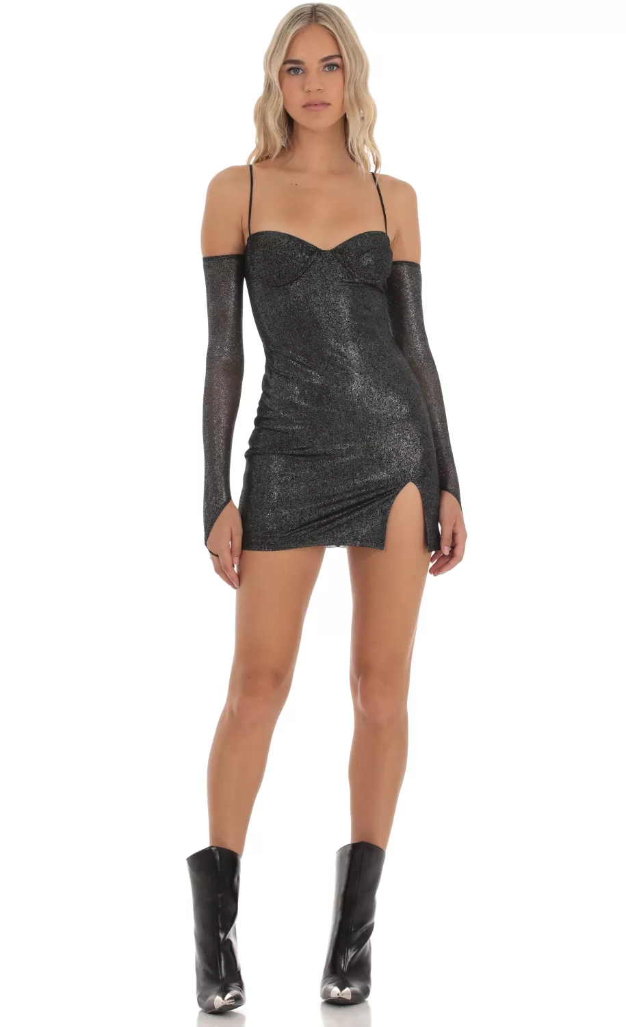 Shimmer Bodycon Dress In Black^LUCY IN THE SKY Store